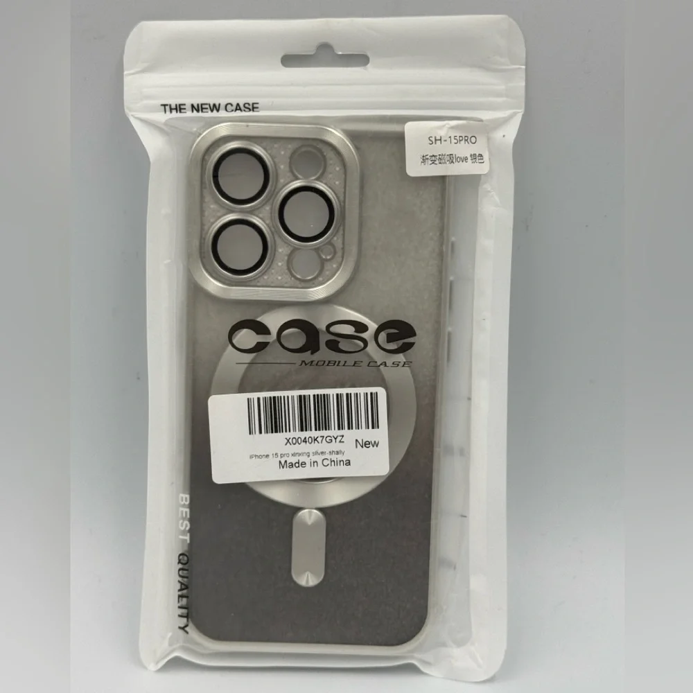 NWT Case Magnetic Silver Glitter Jelly Case for iPhone 15 Pro